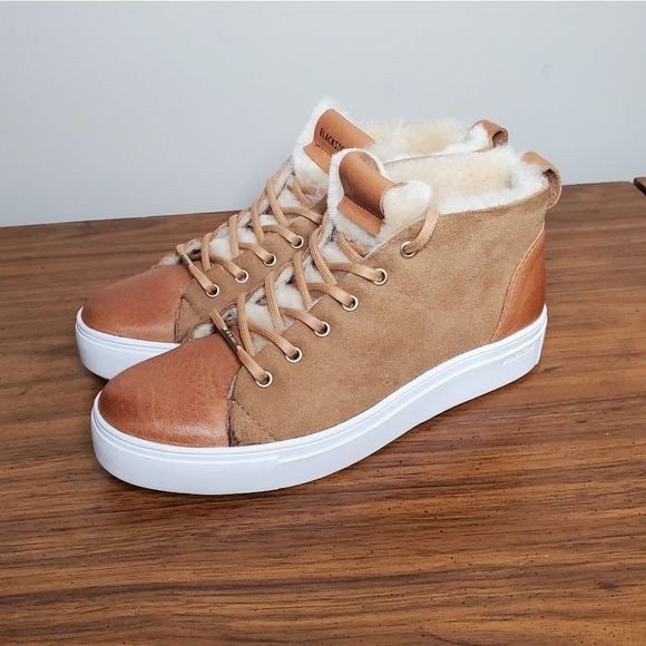 Blackstone QL48 Genuine Shearling Lined High Top Sneaker EU 37 US 7 Rust Brown - Picture 2 of 12